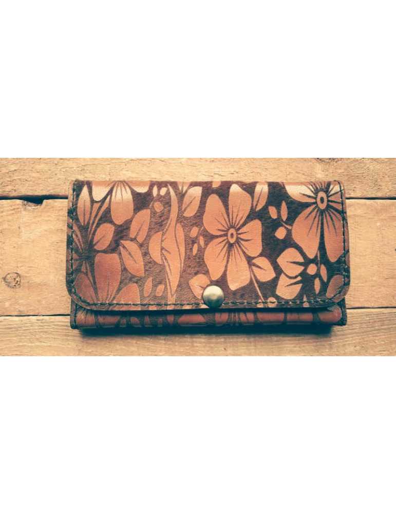 leather wallet flowers